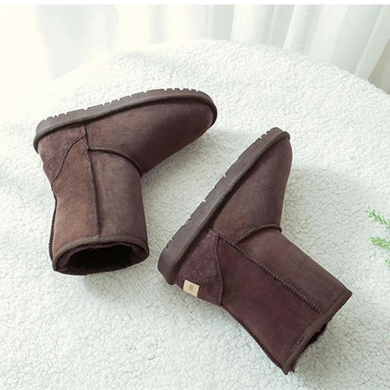 High Quality Fashion Women Classic Basic Australia Boots Genuine Cowhide Leather Natural Wool Lined Winter Non-Slip Shoes